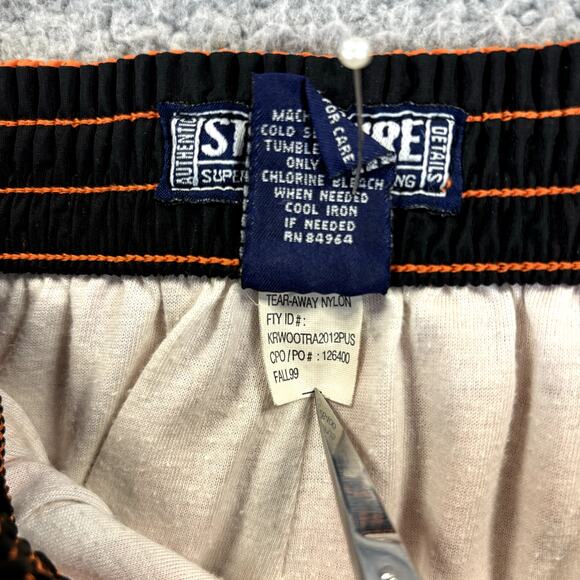 Vtg Structure Snap Leg Track Pants Mens Large Orange Nylon Jersey Lined 90s - Picture 8 of 9